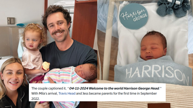 Travis Head and Wife Jess Welcome Baby Boy, Harrison George