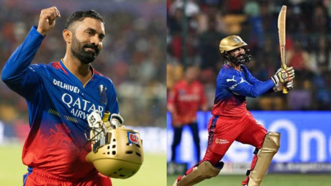 Dinesh Karthik scores the winning runs for RCB against PBKS in the IPL 2024 match with a boundary hit